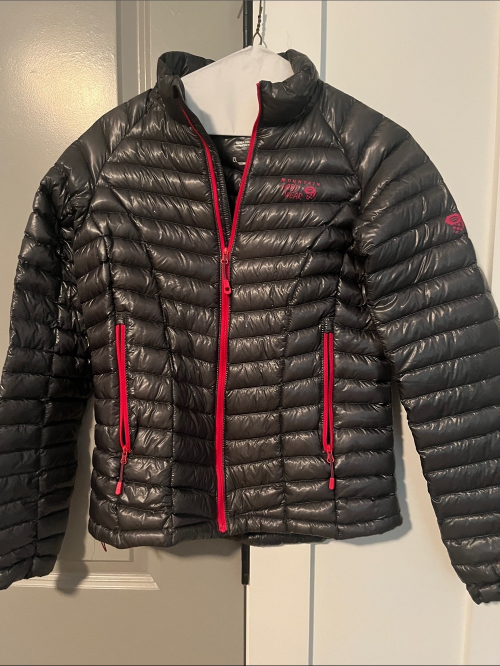 Mountain Hardwear Women's Black Puffer Jacket with Red Accents